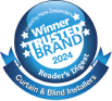 Voted by new Zealander's - Winner - Trusted brand 2024 - Reader's Digest - Curtain & Blind Installers